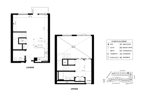 Floor plan for 1 bed, 1.5 baths, 893 sqft